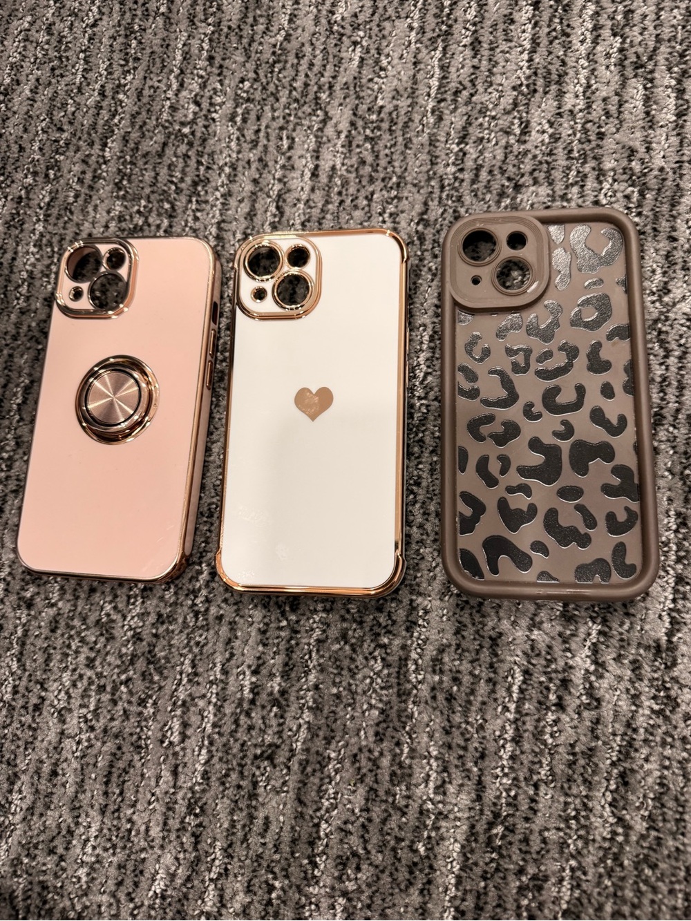iPhone Rose Gold and White Decorative iPhone Cases with Ring and Leopard Designs